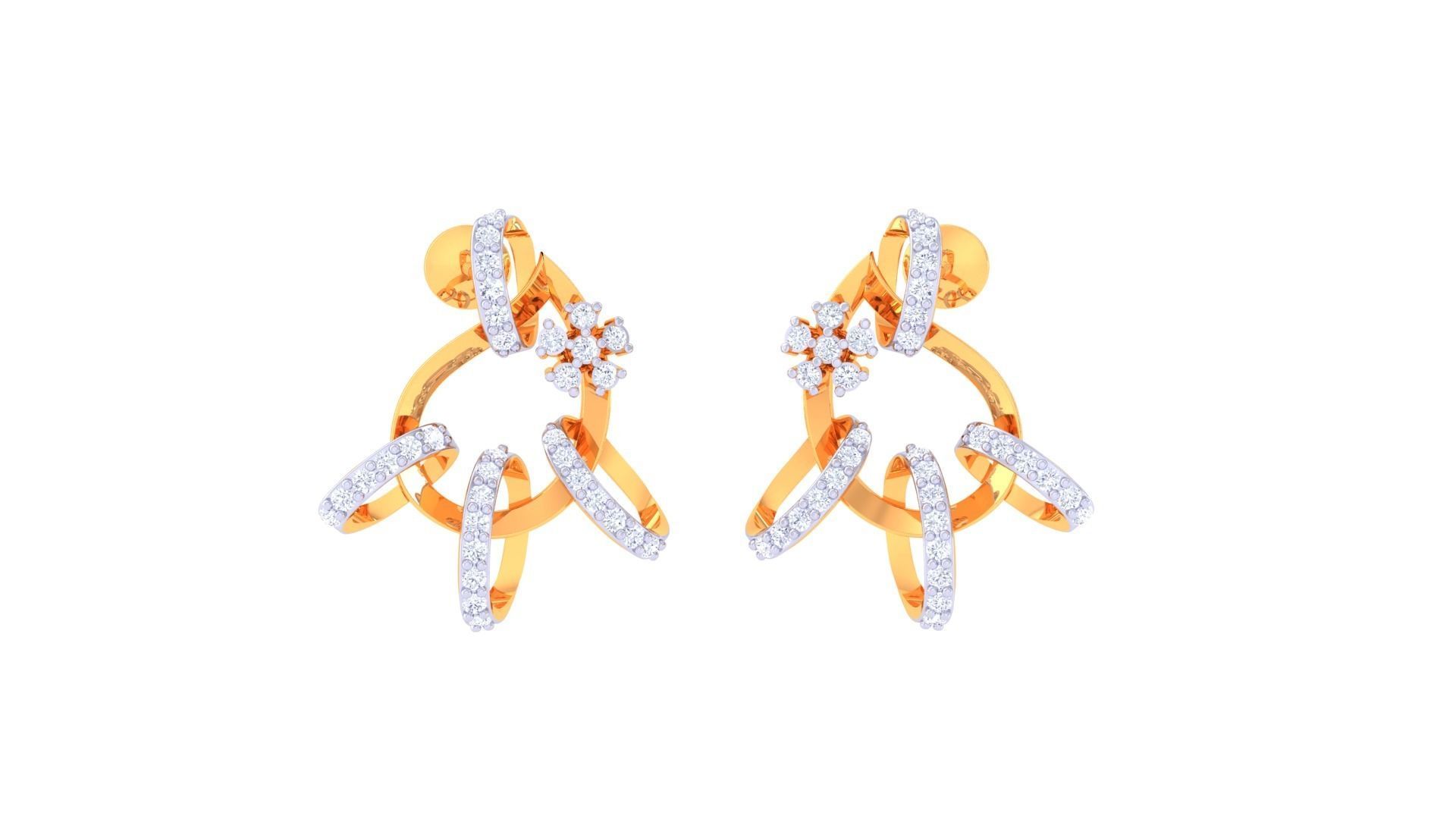 Women Stud Earrings 3dm STL OBJ FBX Renders Details 3D print model_2