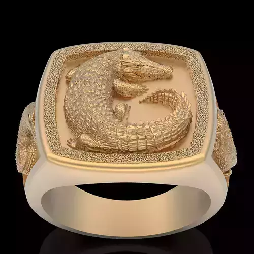 Crocodile Ring Animal silver gold printable jewelry