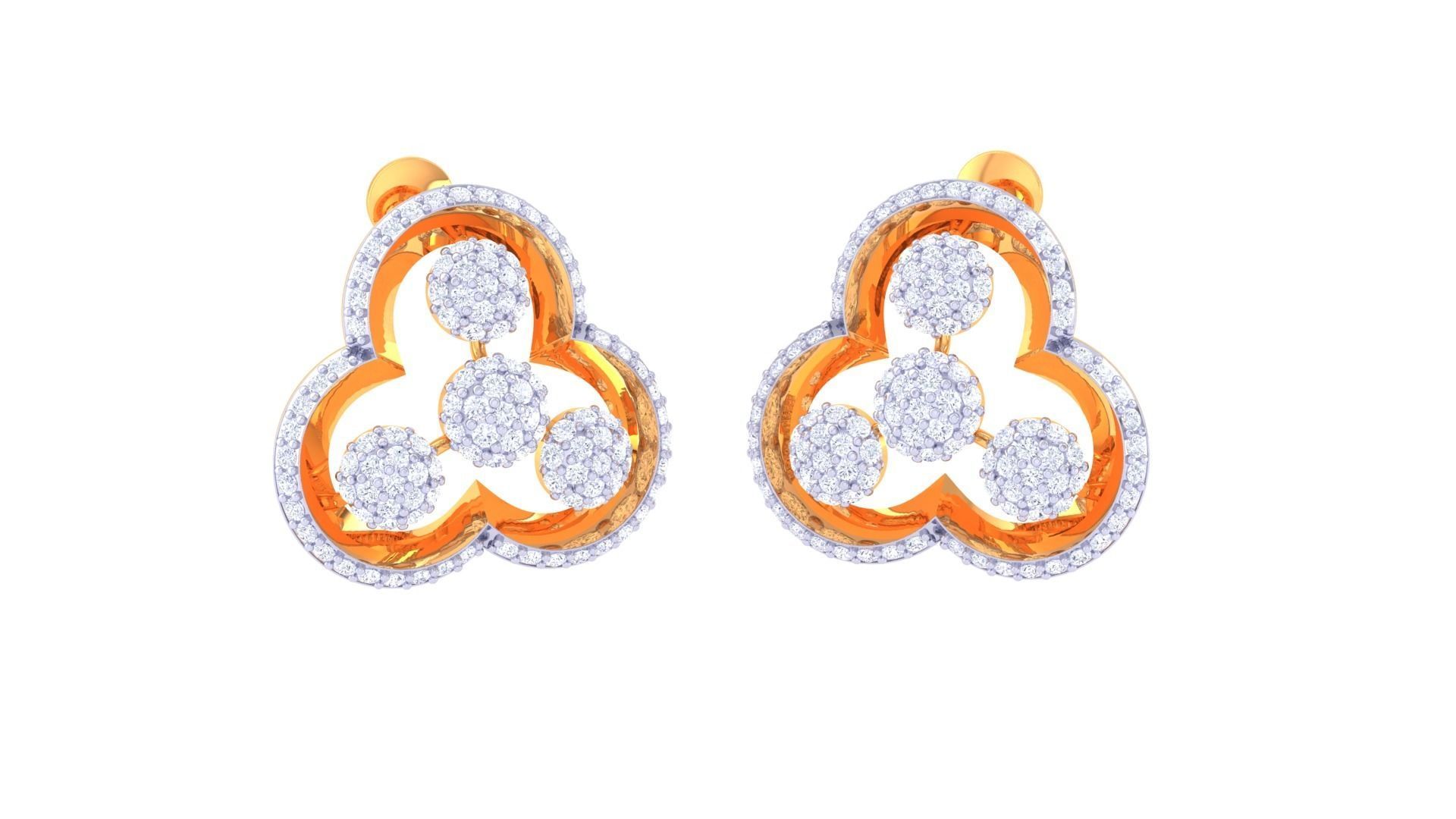 Women Stud Earrings 3dm STL OBJ FBX Renders Details 3D print model_2