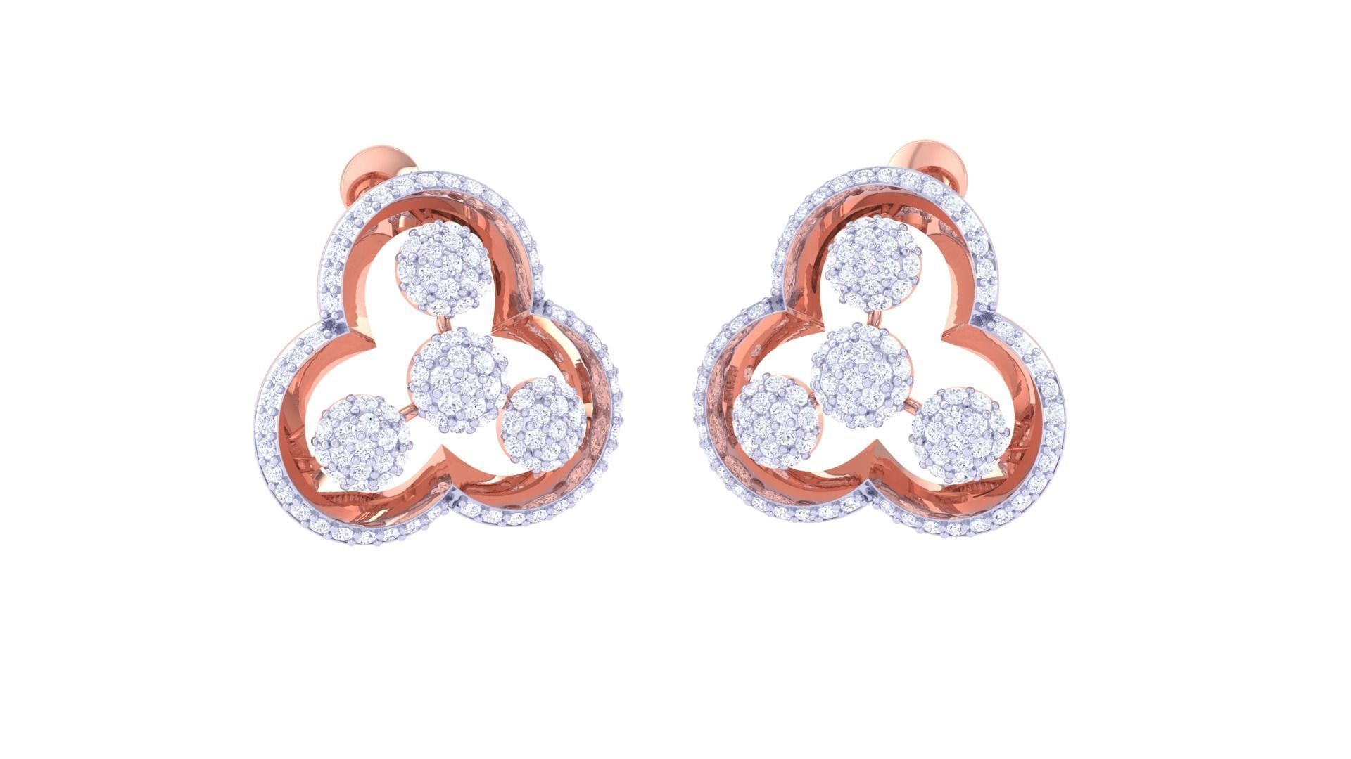 Women Stud Earrings 3dm STL OBJ FBX Renders Details 3D print model_1