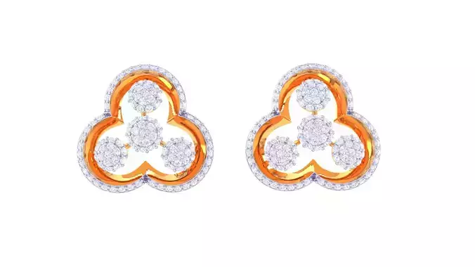 Women Stud Earrings 3dm STL OBJ FBX Renders Details 3D print model