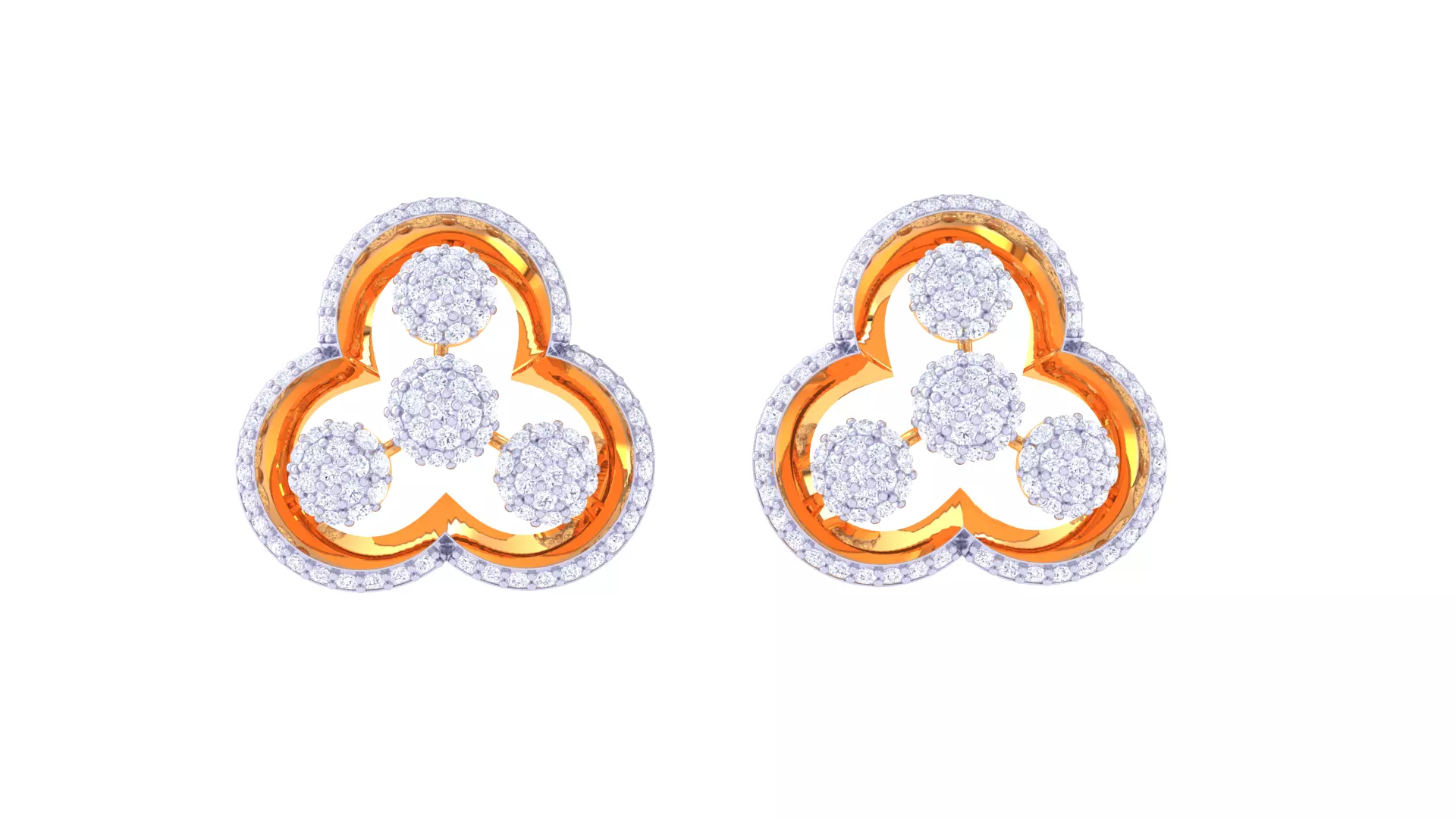 Women Stud Earrings 3dm STL OBJ FBX Renders Details 3D print model_0