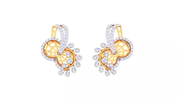 Women Stud Earrings 3dm STL OBJ FBX Renders Details