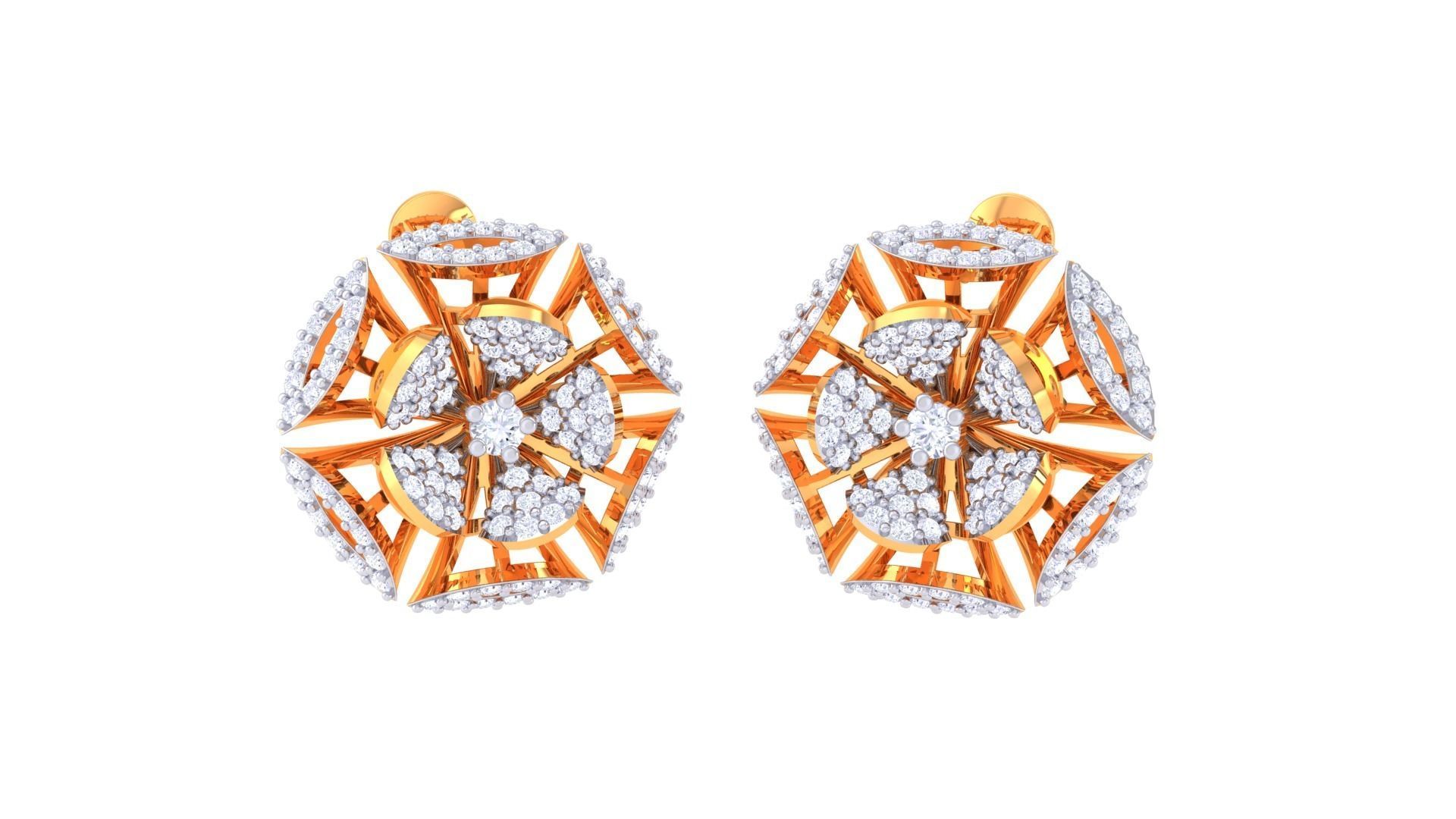 Women Stud Earrings 3dm STL OBJ FBX Renders Details 3D print model_2