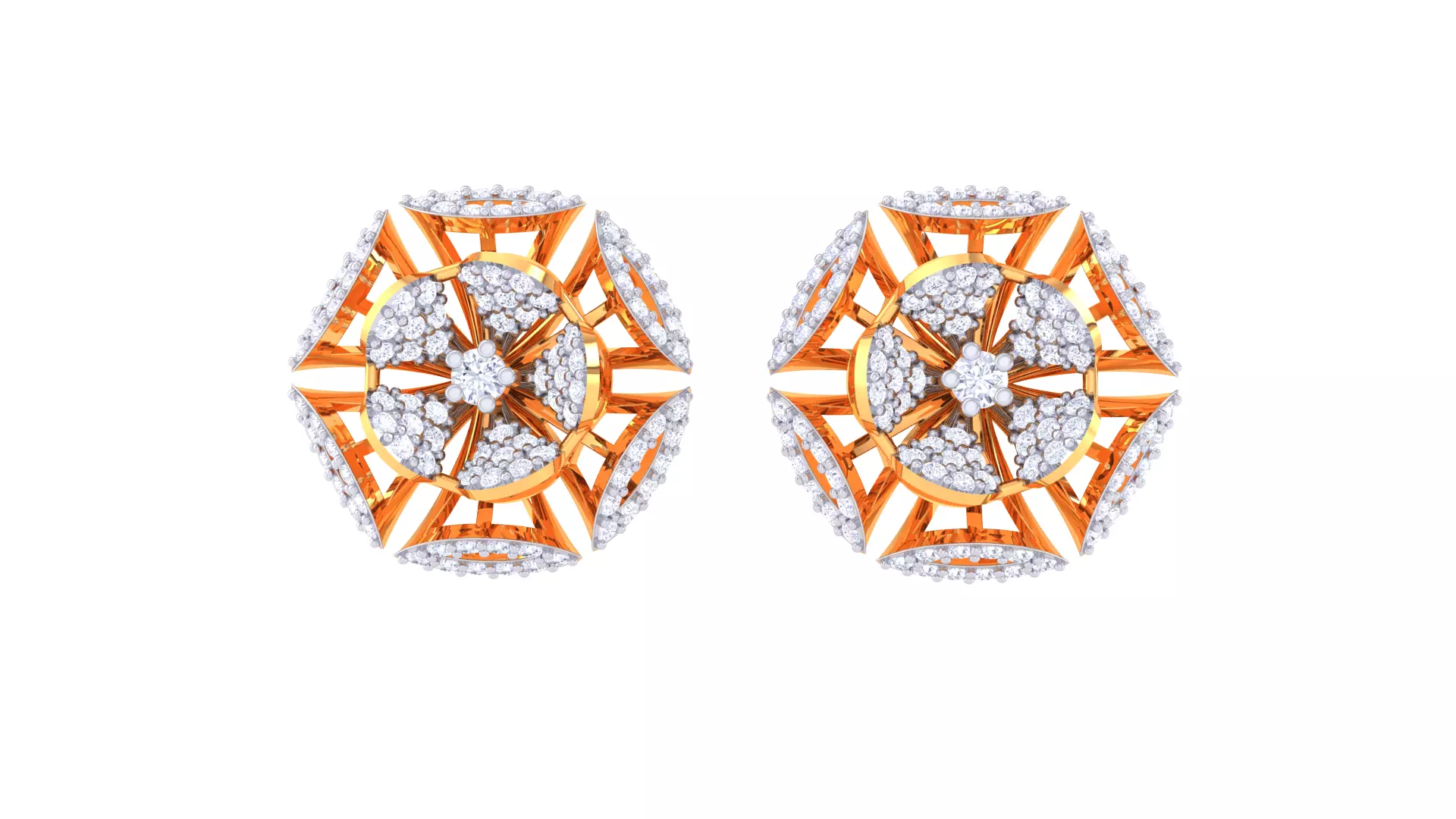 Women Stud Earrings 3dm STL OBJ FBX Renders Details 3D print model_0