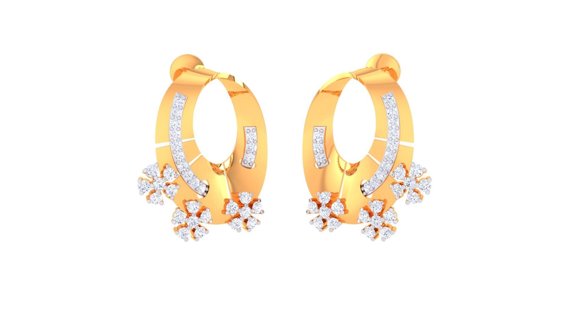 Women Stud Earrings 3dm STL OBJ FBX Renders Details 3D print model_2