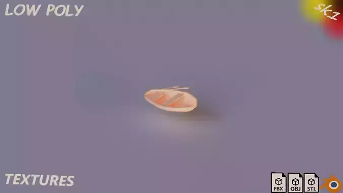 Wooden boat Low-poly 3D model