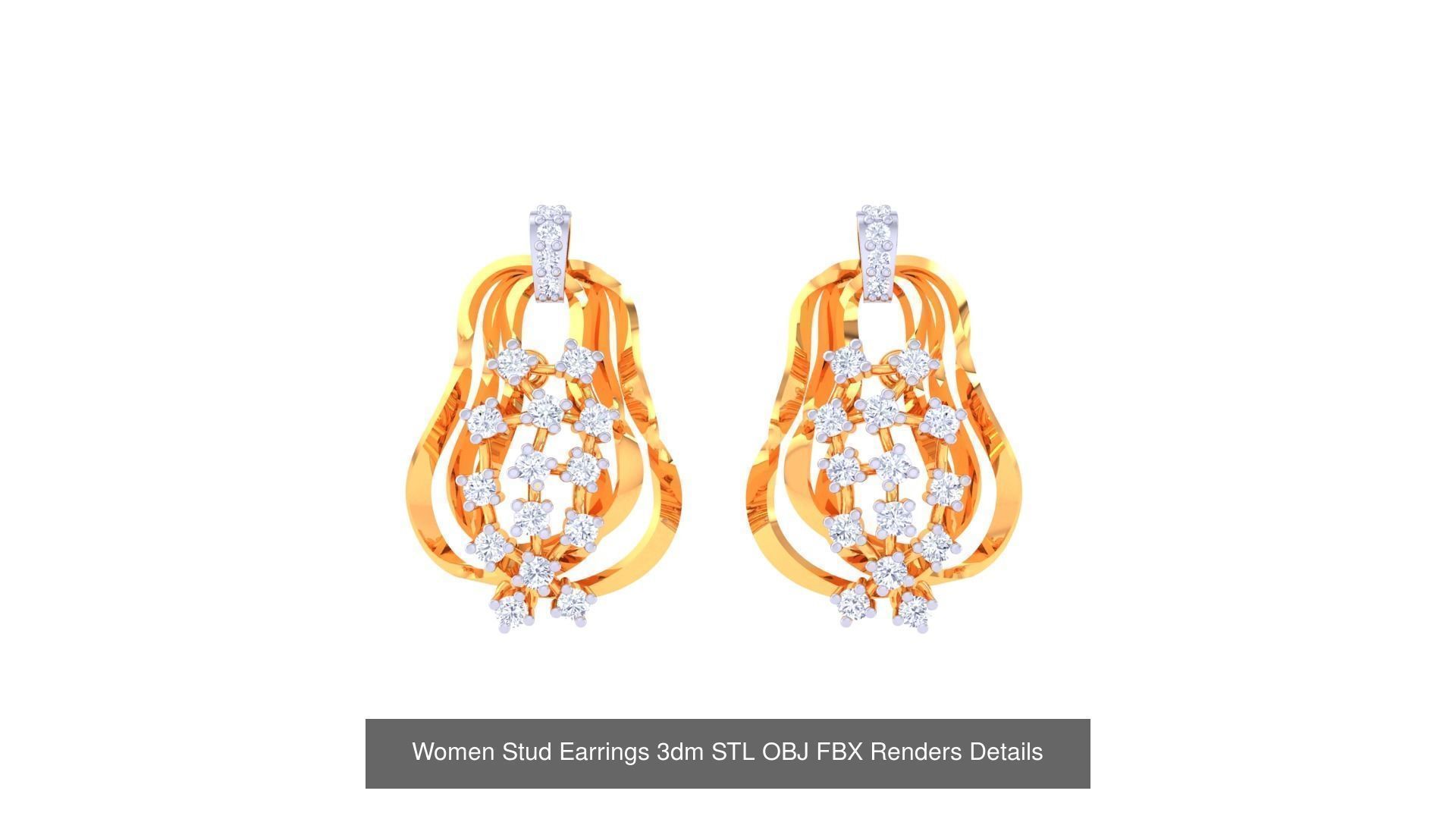 40 Women Stud Earrings 3dm STL OBJ FBX Render Details Collection _11