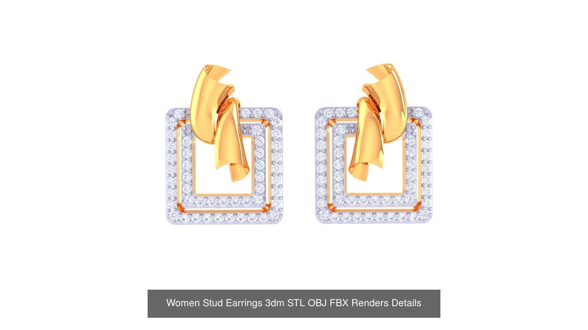 40 Women Stud Earrings 3dm STL OBJ FBX Render Details Collection _34