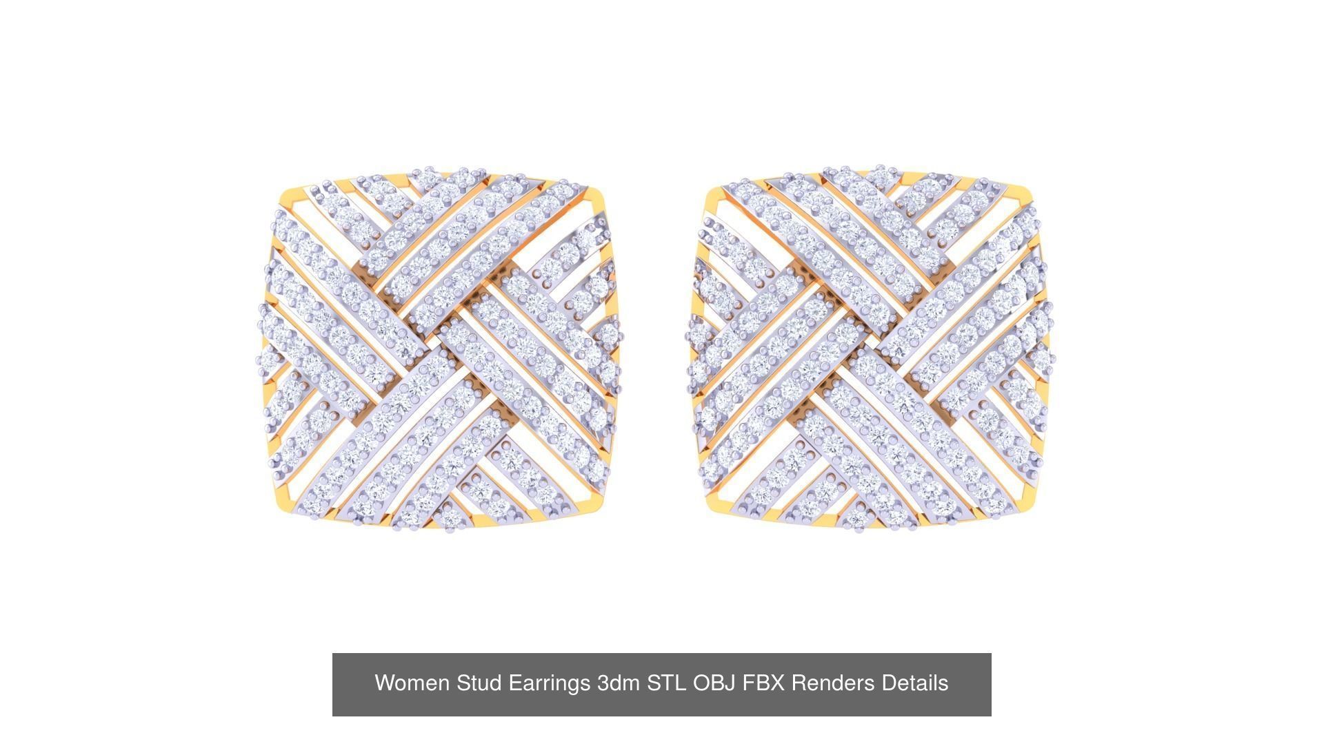 40 Women Stud Earrings 3dm STL OBJ FBX Render Details Collection _16