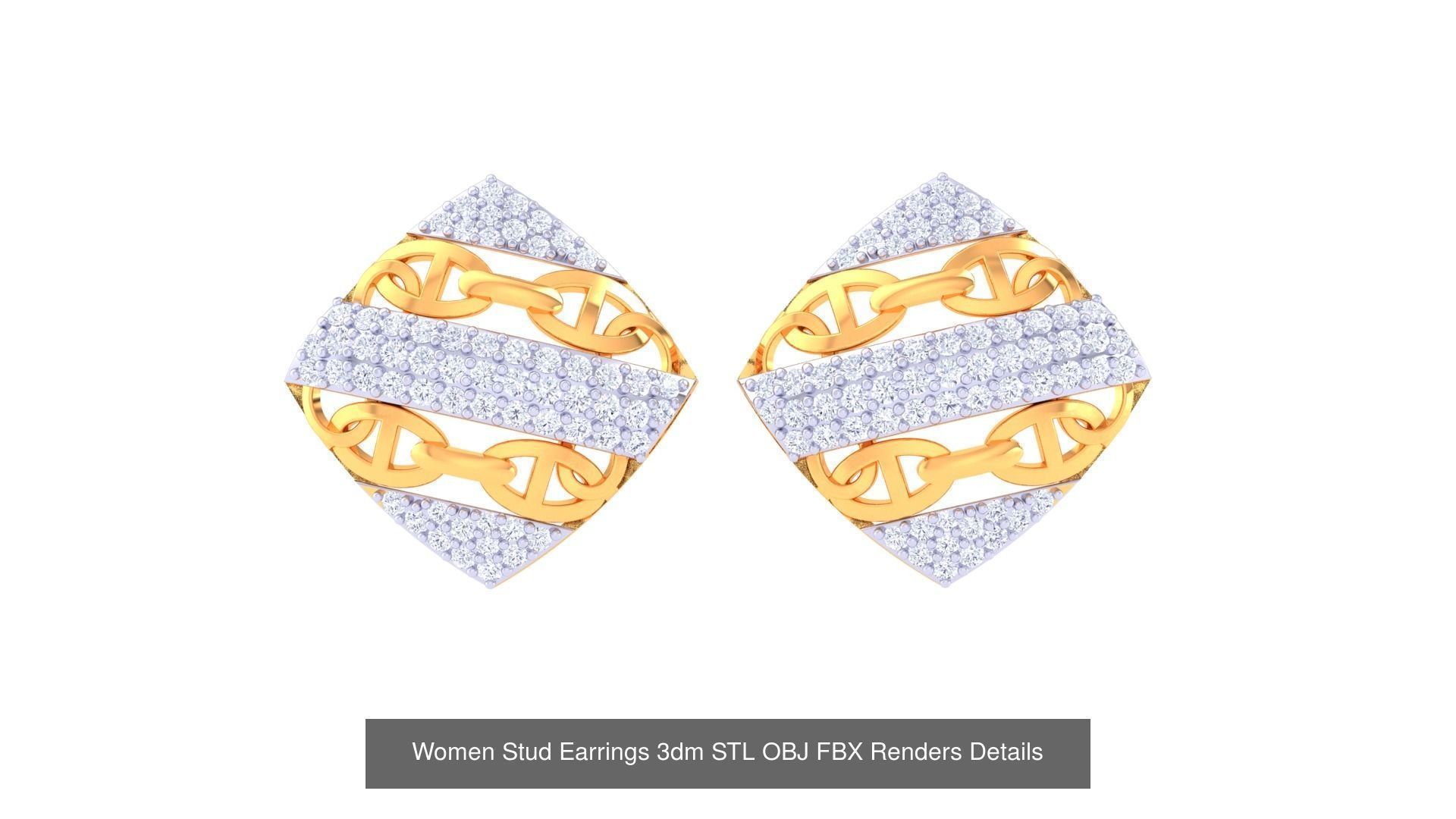 40 Women Stud Earrings 3dm STL OBJ FBX Render Details Collection _17