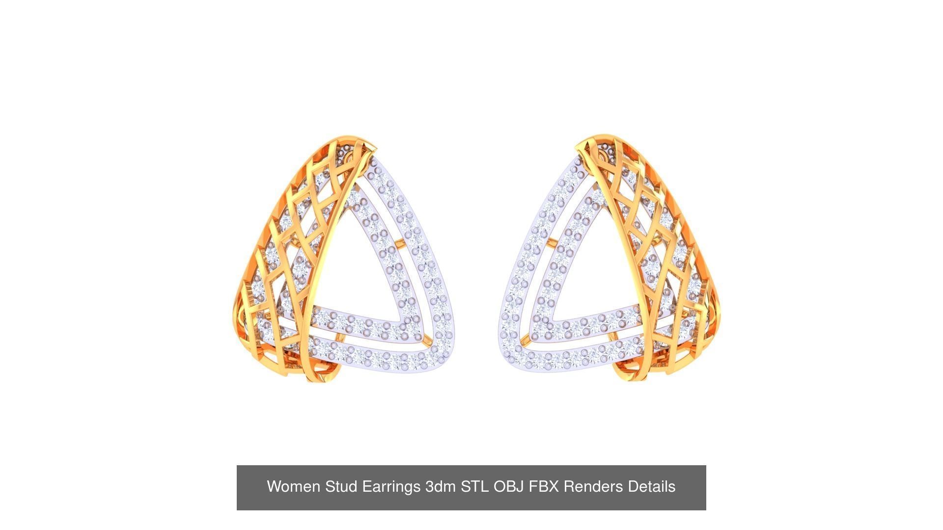 40 Women Stud Earrings 3dm STL OBJ FBX Render Details Collection _27