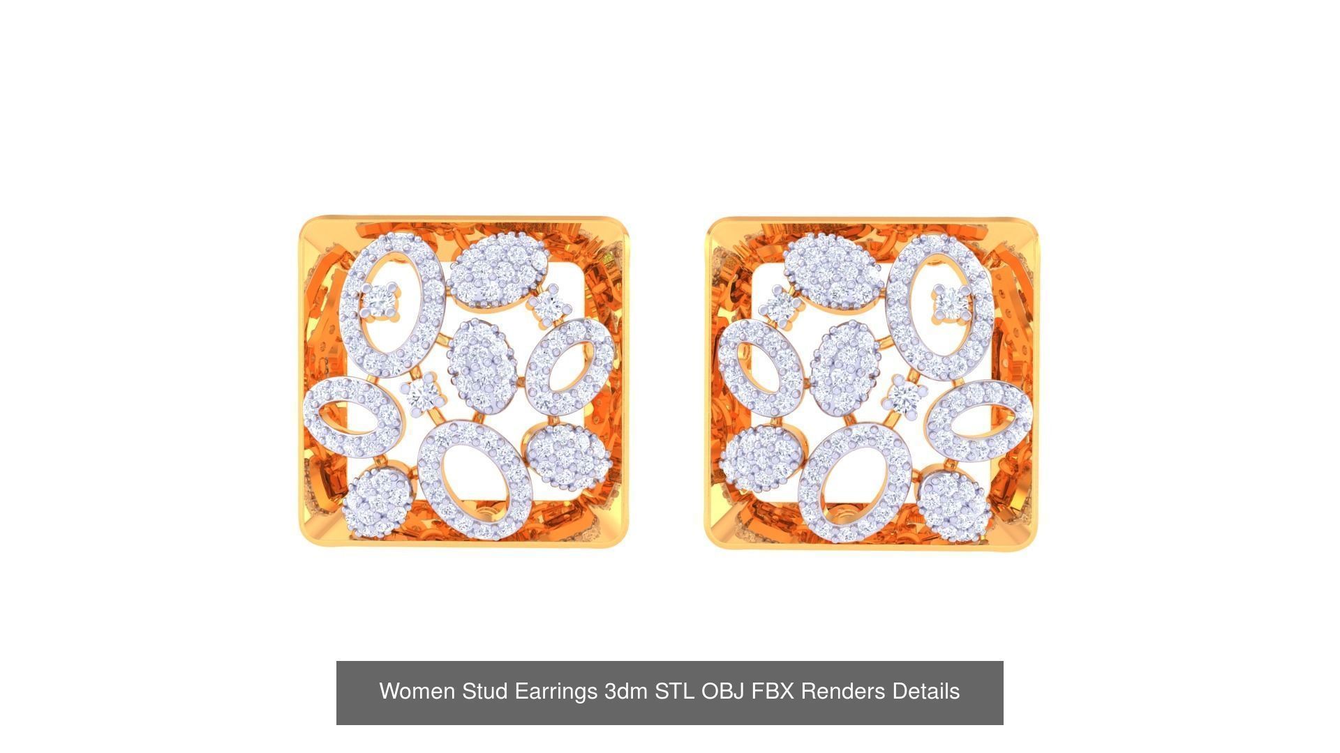 40 Women Stud Earrings 3dm STL OBJ FBX Render Details Collection _12