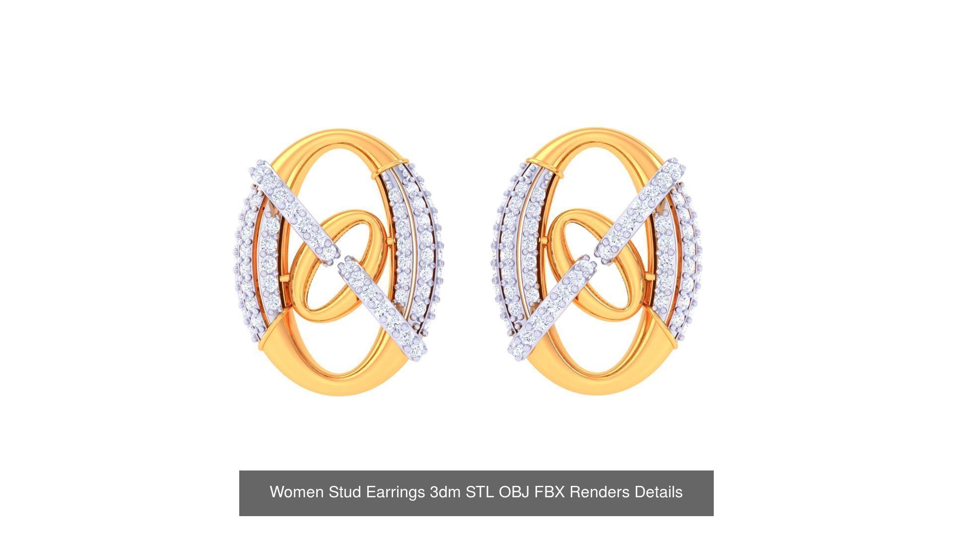 40 Women Stud Earrings 3dm STL OBJ FBX Render Details Collection _7