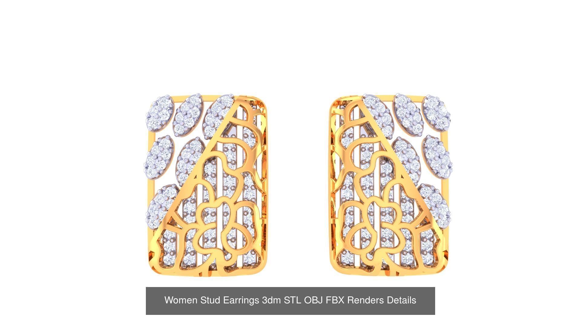 40 Women Stud Earrings 3dm STL OBJ FBX Render Details Collection _31