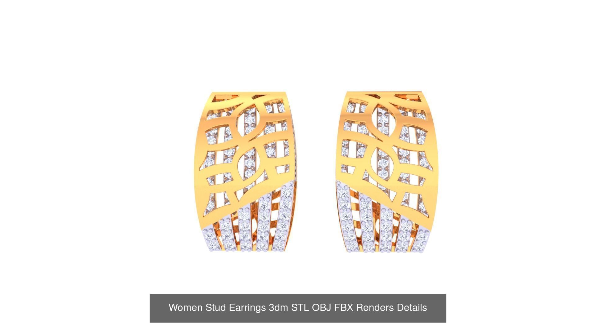 40 Women Stud Earrings 3dm STL OBJ FBX Render Details Collection _6