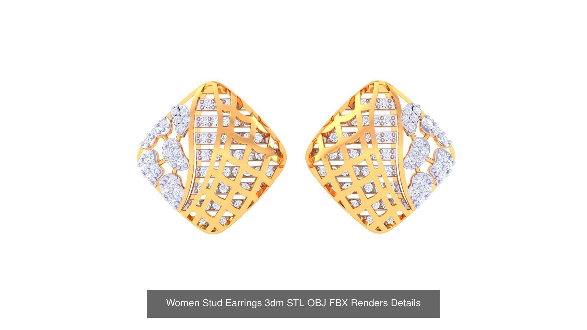 40 Women Stud Earrings 3dm STL OBJ FBX Render Details Collection _8