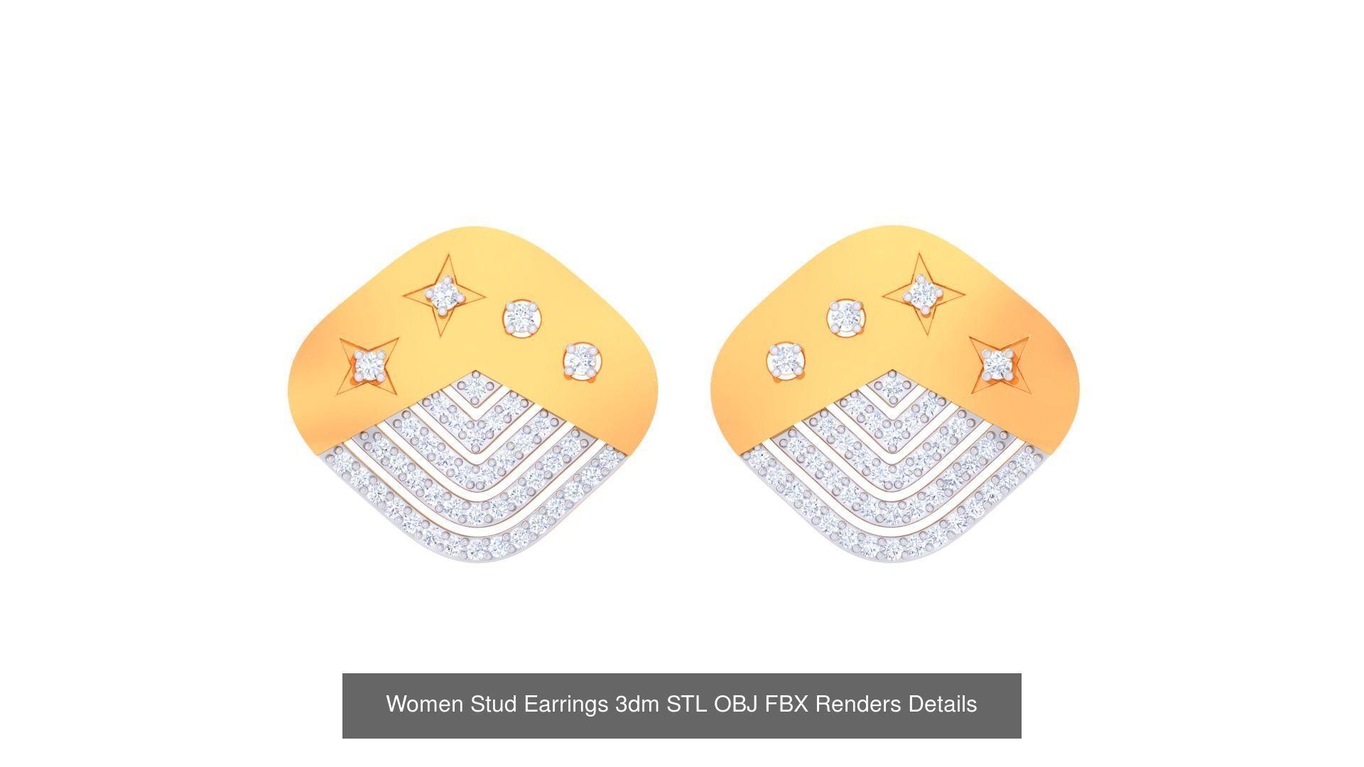 40 Women Stud Earrings 3dm STL OBJ FBX Render Details Collection _43