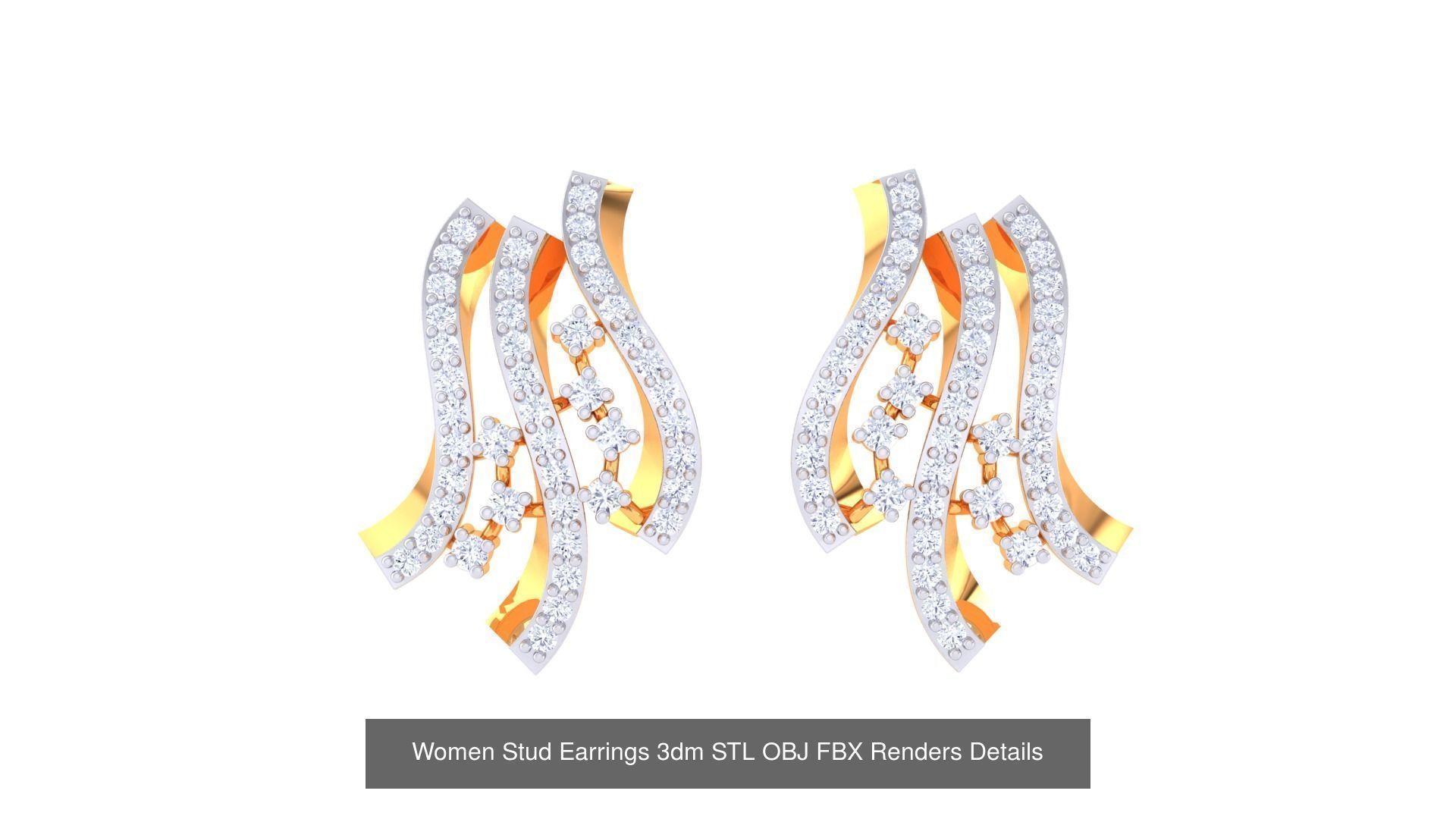40 Women Stud Earrings 3dm STL OBJ FBX Render Details Collection _38