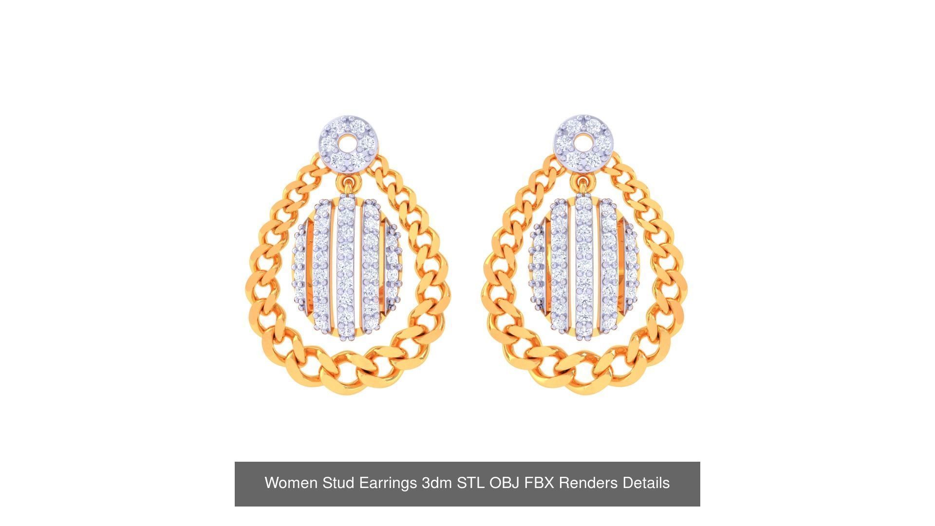 40 Women Stud Earrings 3dm STL OBJ FBX Render Details Collection _15