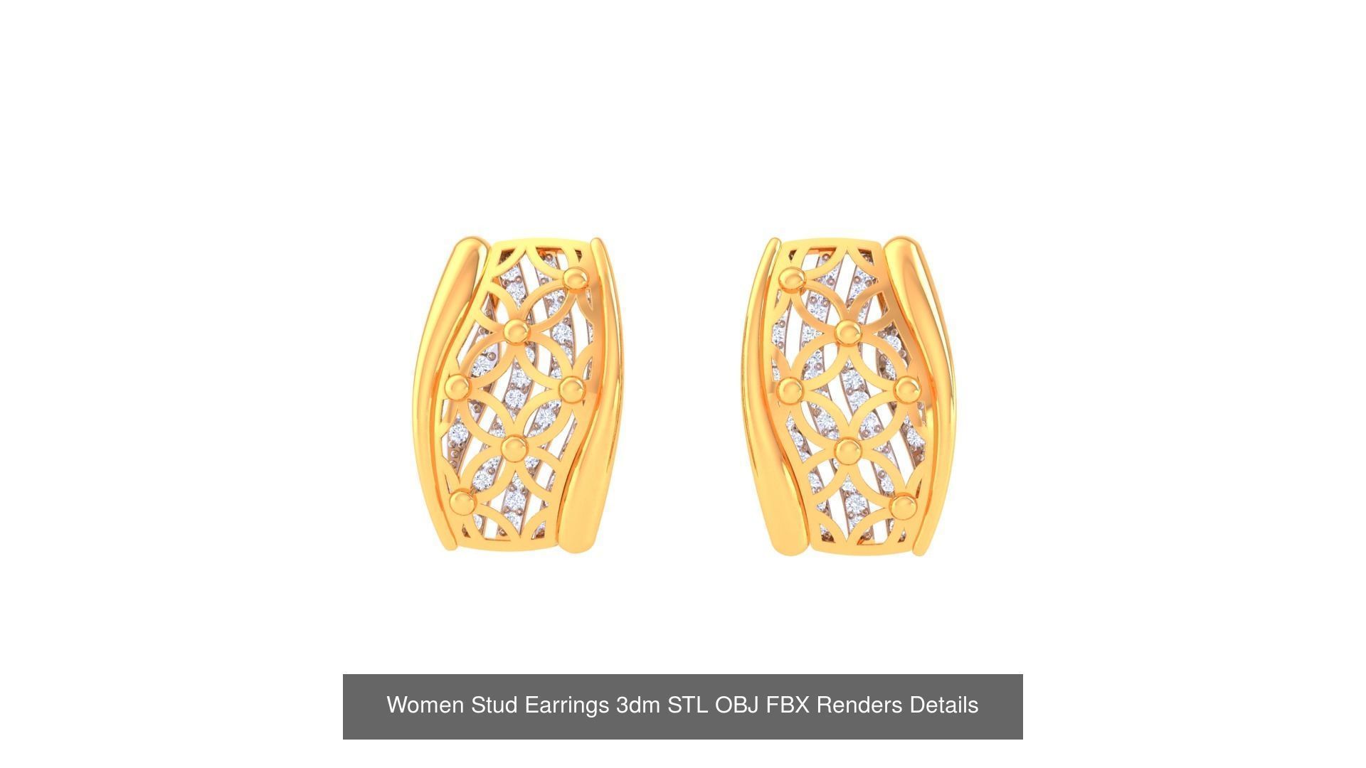 40 Women Stud Earrings 3dm STL OBJ FBX Render Details Collection _5