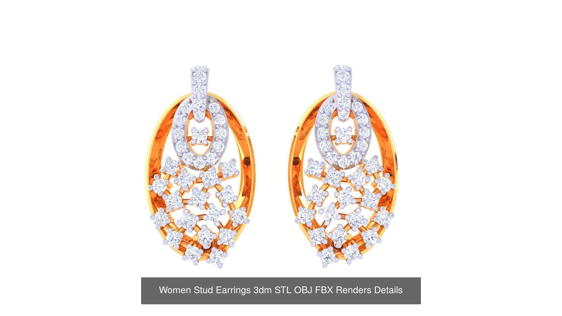 40 Women Stud Earrings 3dm STL OBJ FBX Render Details Collection _19