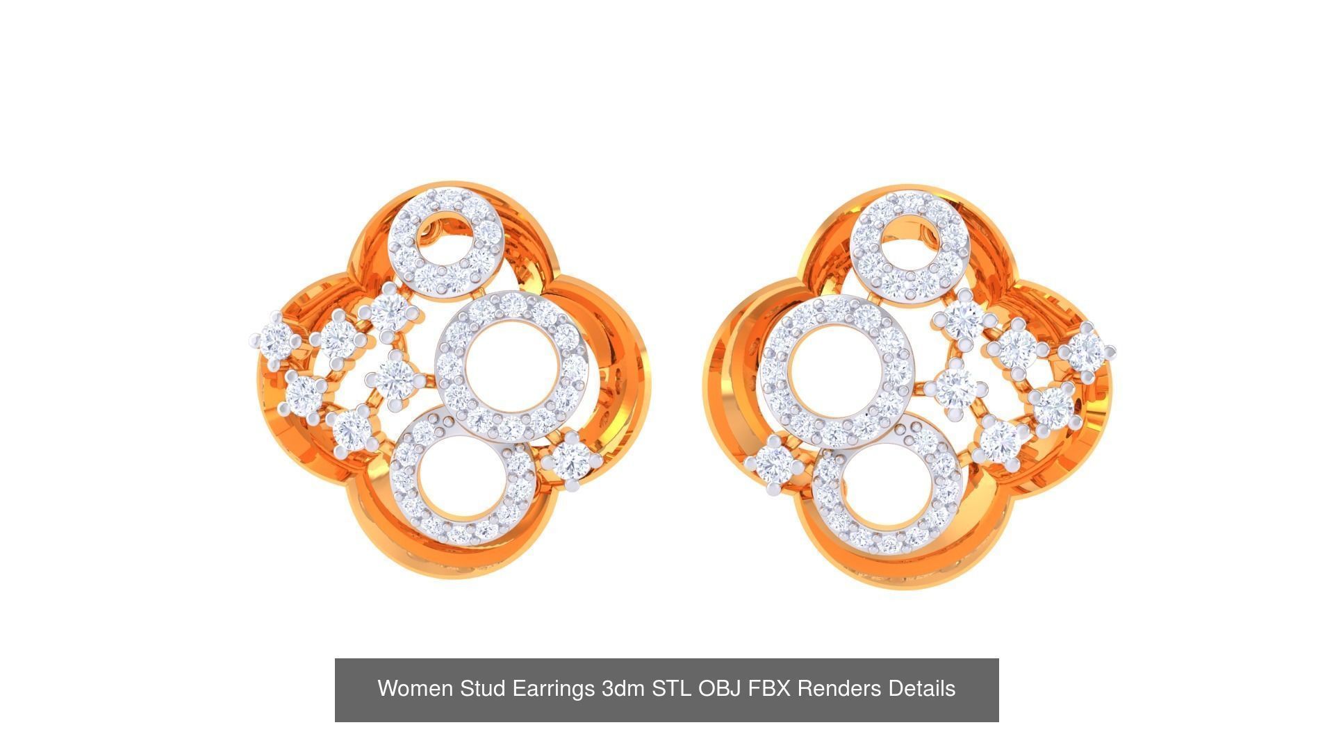 40 Women Stud Earrings 3dm STL OBJ FBX Render Details Collection _42