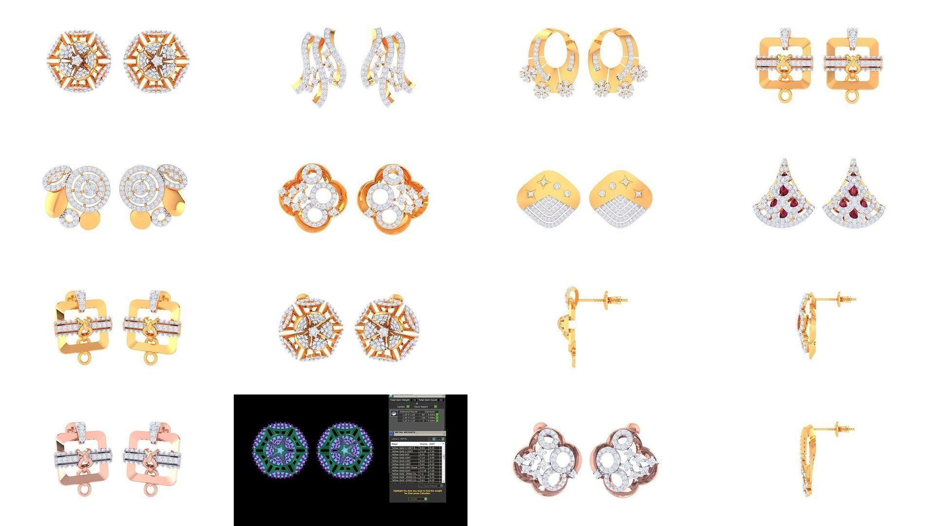 40 Women Stud Earrings 3dm STL OBJ FBX Render Details Collection _3