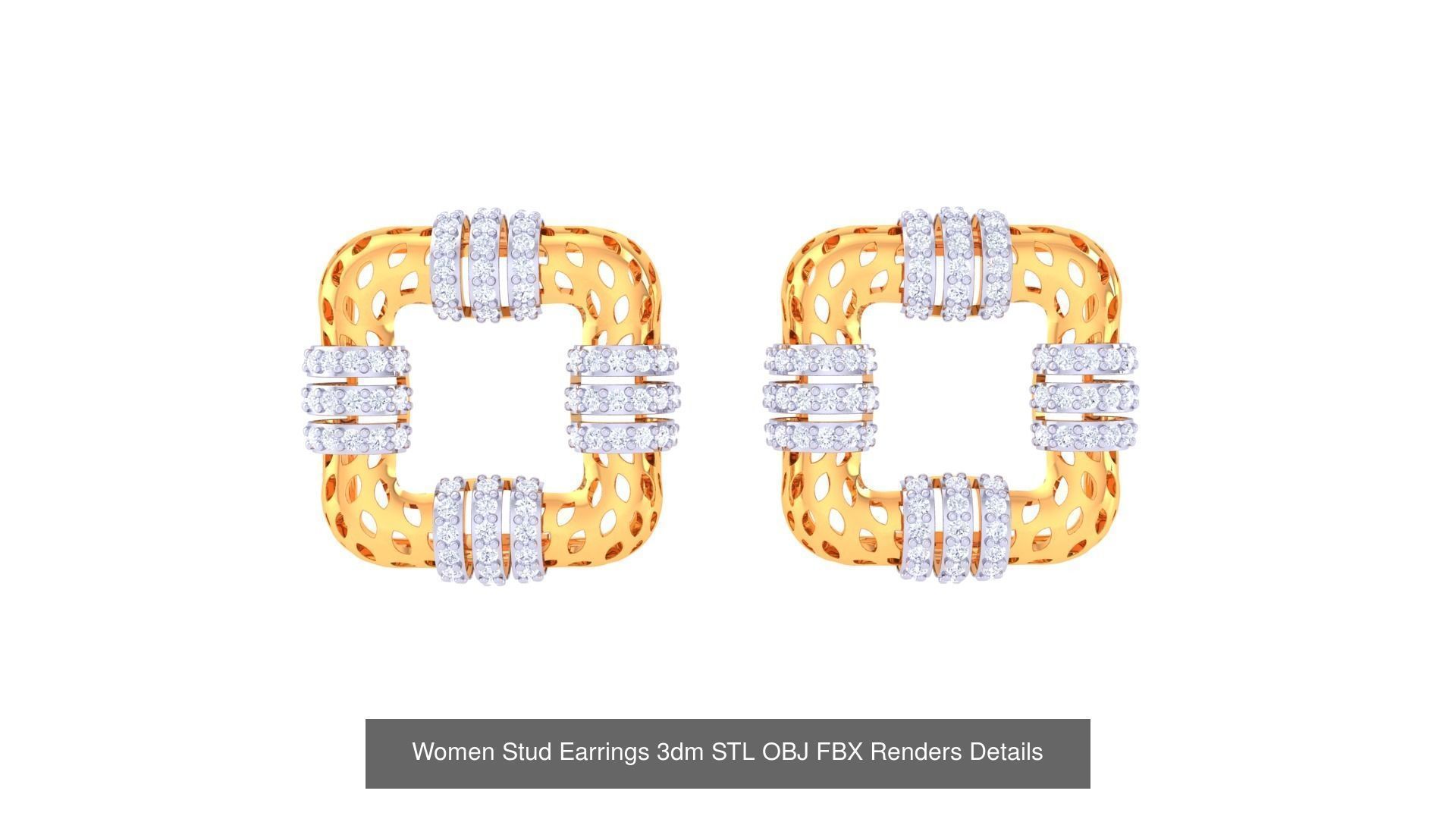 40 Women Stud Earrings 3dm STL OBJ FBX Render Details Collection _24