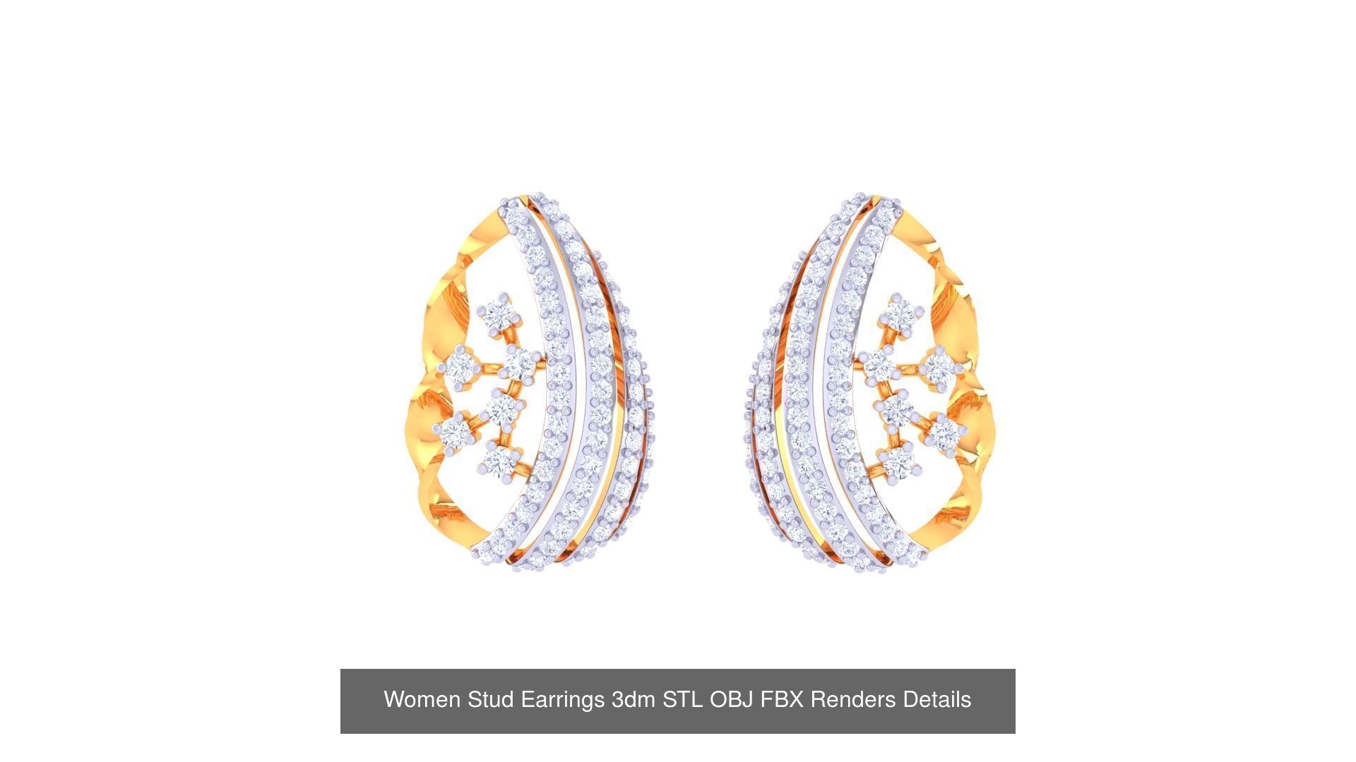 40 Women Stud Earrings 3dm STL OBJ FBX Render Details Collection _30