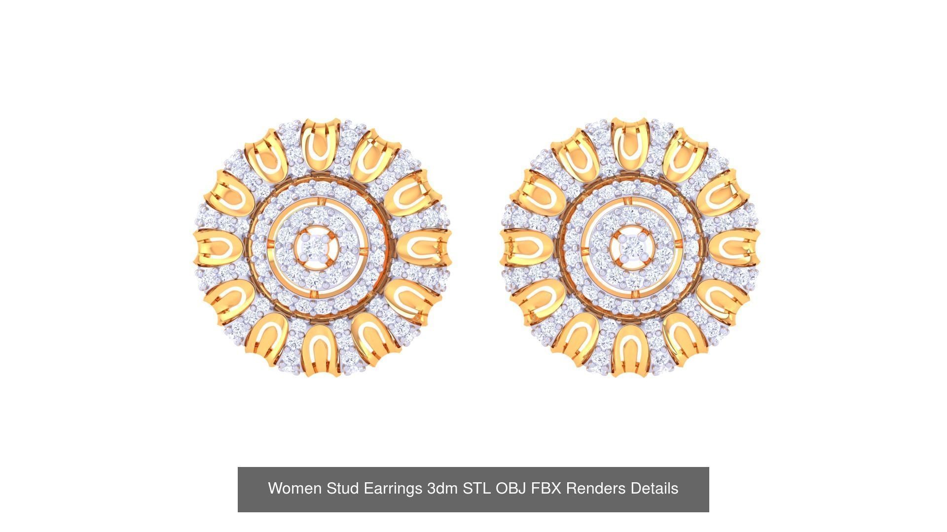 40 Women Stud Earrings 3dm STL OBJ FBX Render Details Collection _33