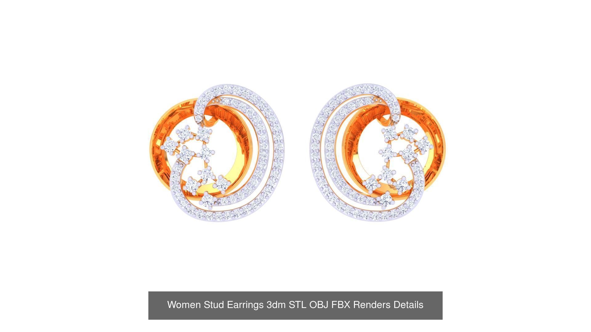 40 Women Stud Earrings 3dm STL OBJ FBX Render Details Collection _9