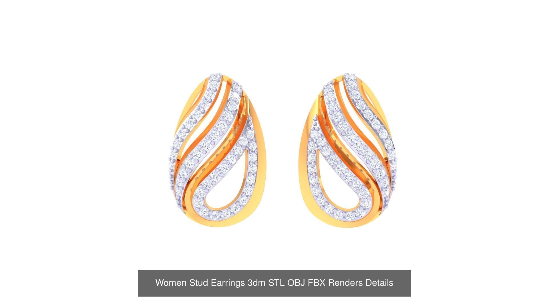 40 Women Stud Earrings 3dm STL OBJ FBX Render Details Collection _28