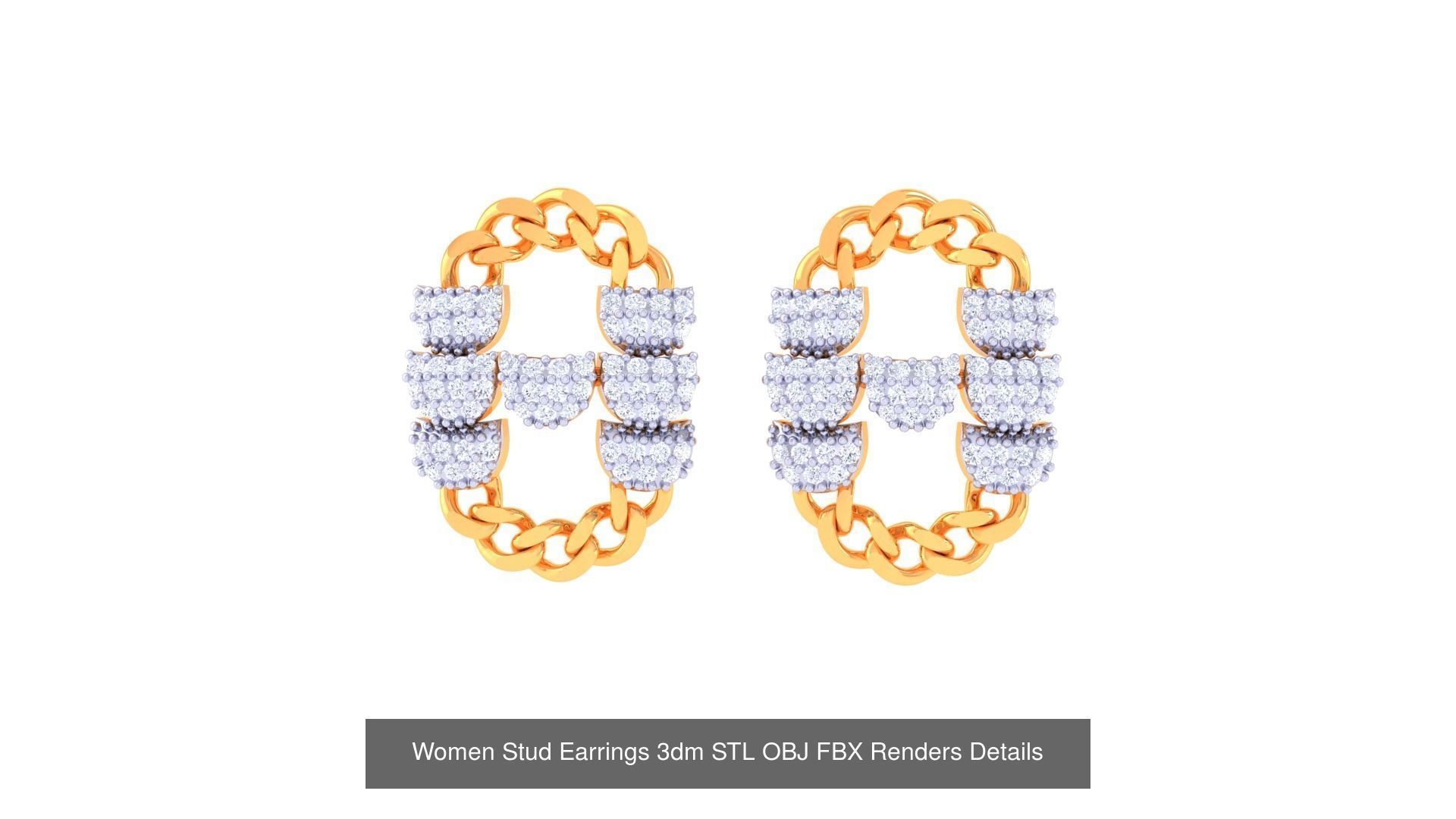40 Women Stud Earrings 3dm STL OBJ FBX Render Details Collection _18
