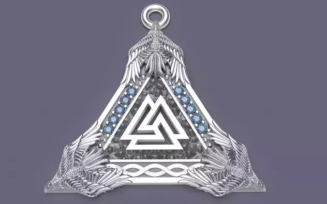 Viking style pendant with ravens and the Odin rune 