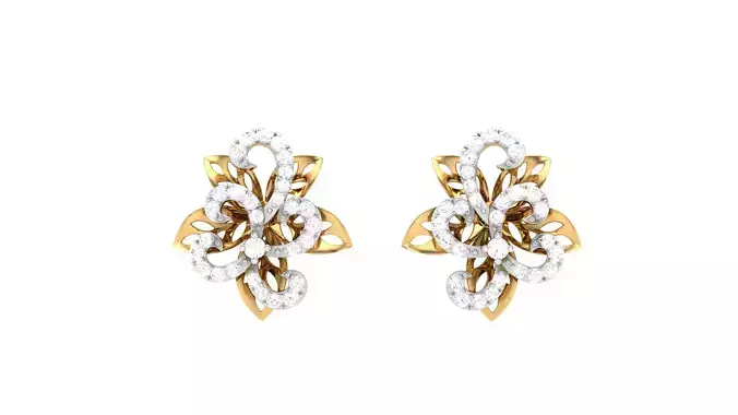 Women Stud Earrings 3dm STL OBJ FBX Renders Details