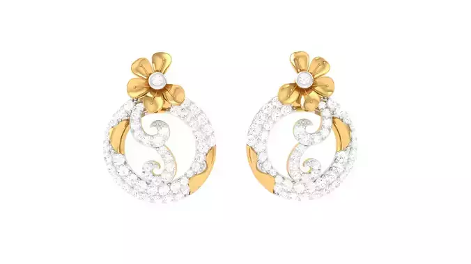 Women Stud Earrings 3dm STL OBJ FBX Renders Details