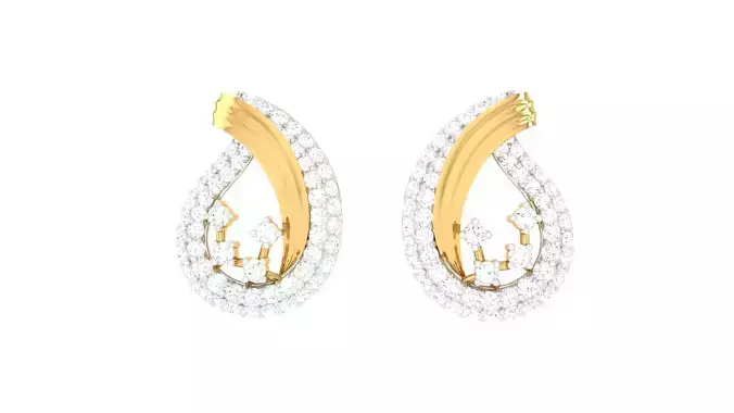 Women Stud Earrings 3dm STL OBJ FBX Renders Details