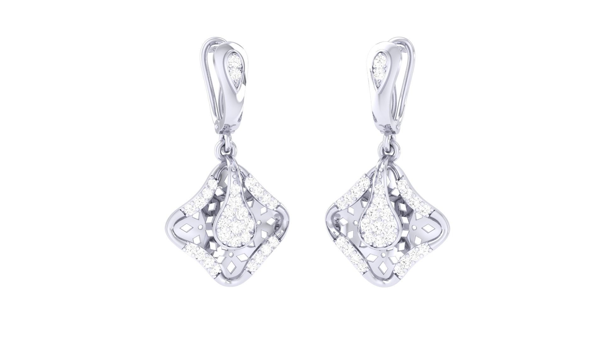 Women Drop Earrings 3dm STL OBJ FBX Renders Details 3D print model_4