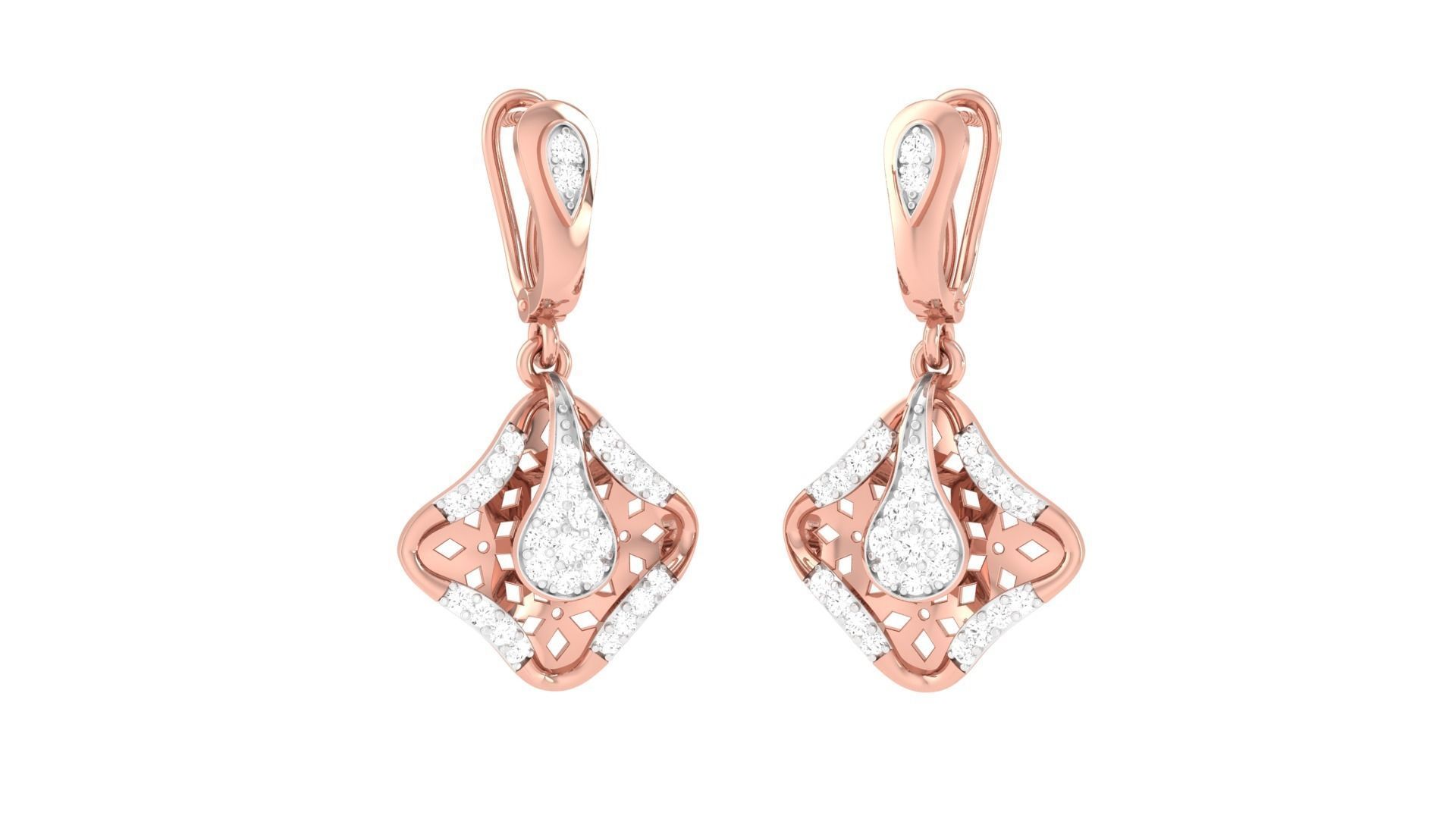 Women Drop Earrings 3dm STL OBJ FBX Renders Details 3D print model_3