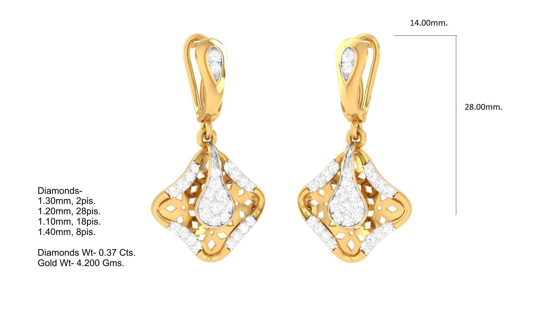 Women Drop Earrings 3dm STL OBJ FBX Renders Details 3D print model_1