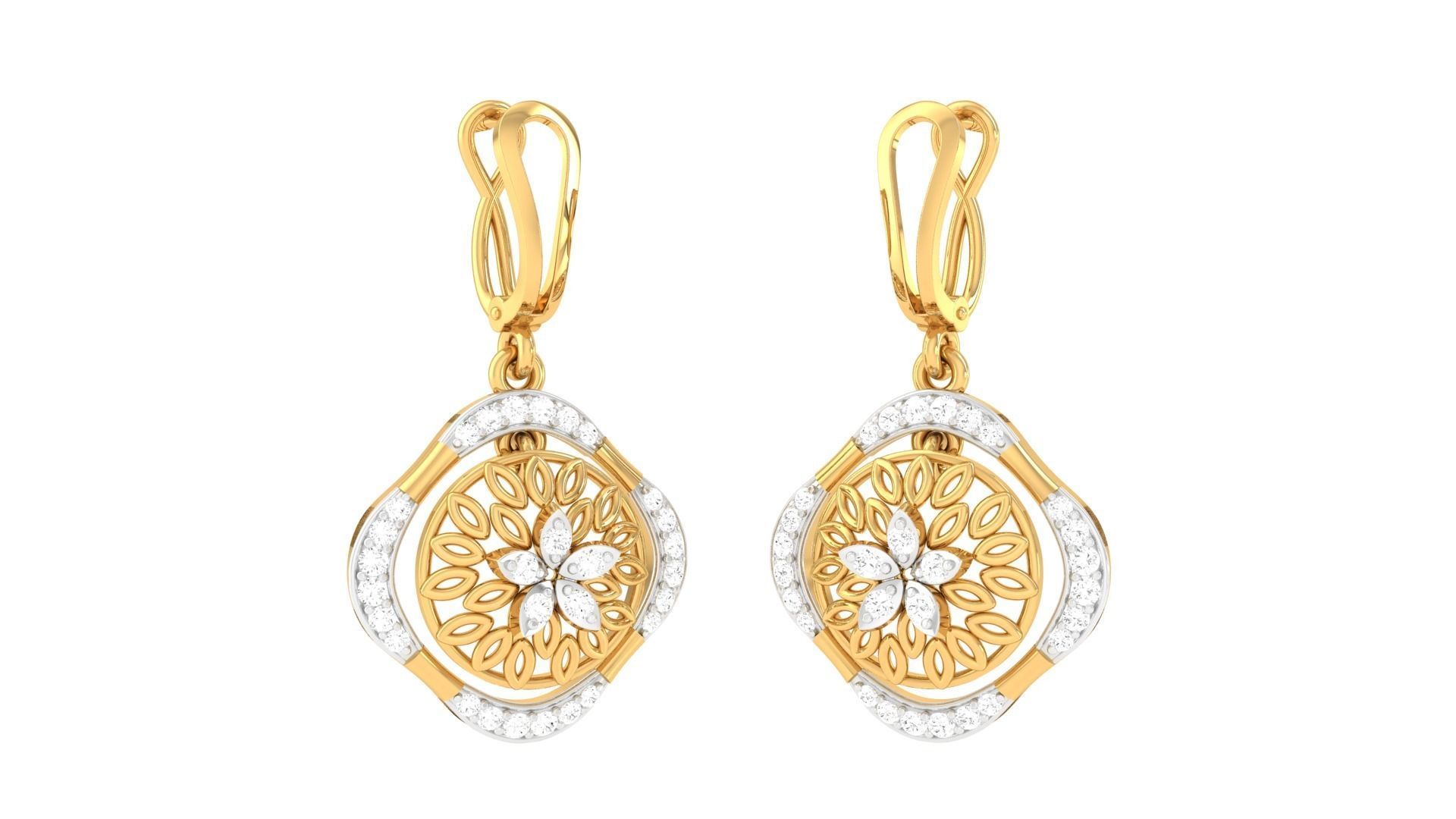 Women Drop Earrings 3dm STL OBJ FBX Renders Details 3D print model_2