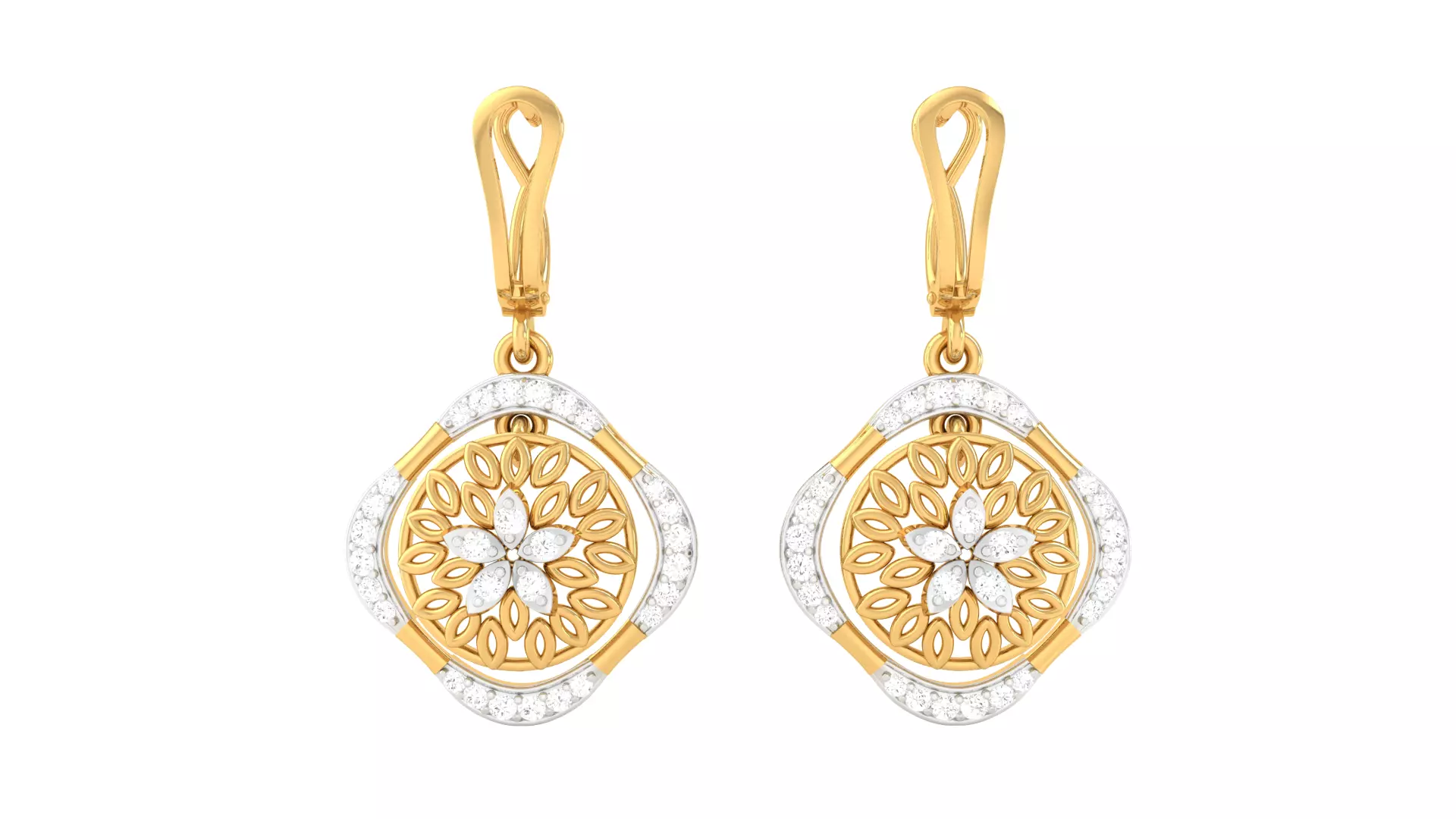 Women Drop Earrings 3dm STL OBJ FBX Renders Details 3D print model_0