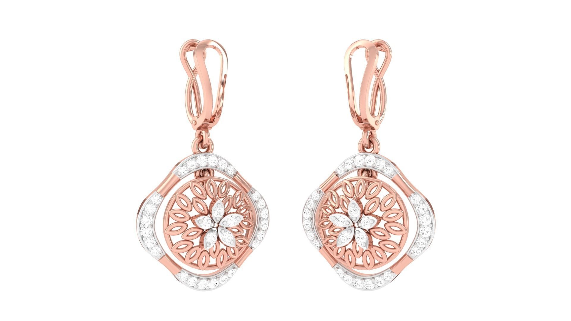 Women Drop Earrings 3dm STL OBJ FBX Renders Details 3D print model_3