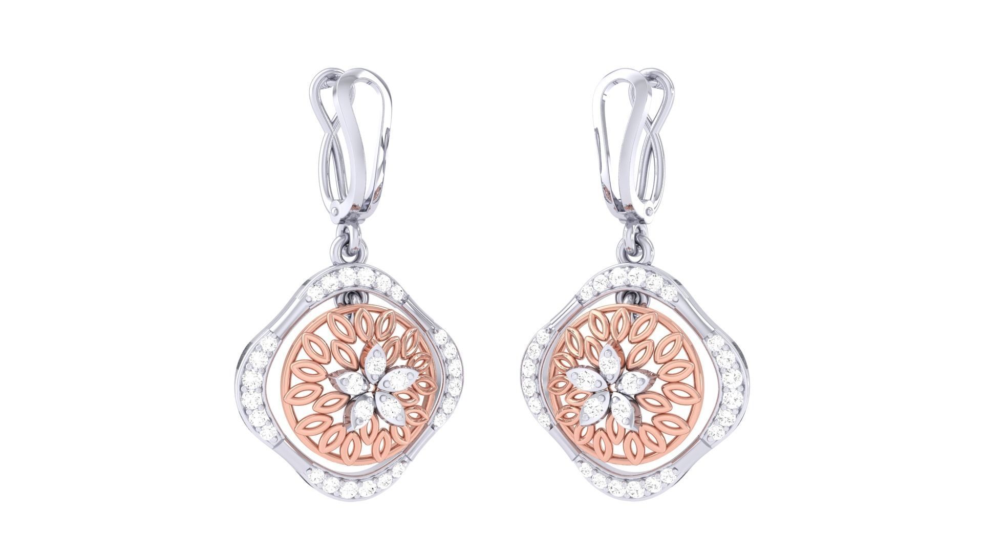 Women Drop Earrings 3dm STL OBJ FBX Renders Details 3D print model_4