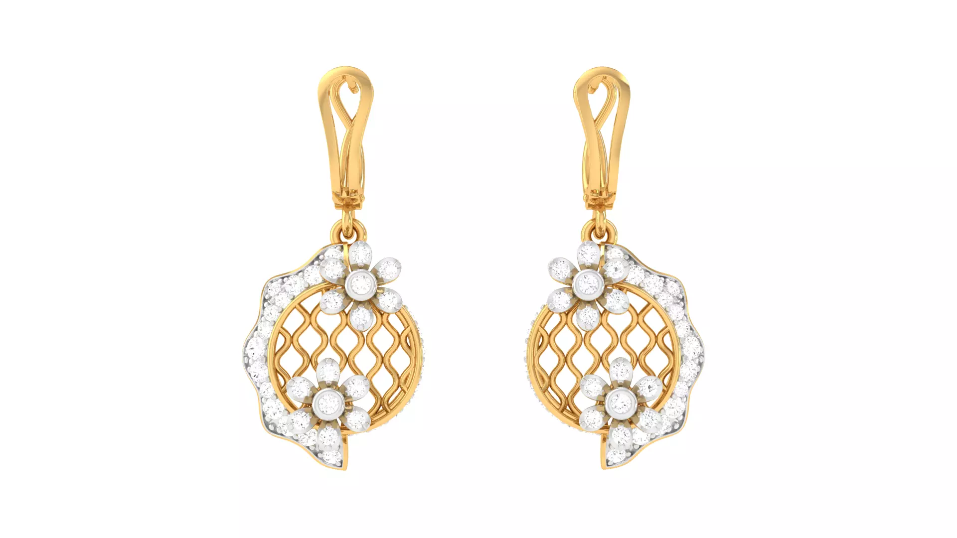 Women Drop Earrings 3dm STL OBJ FBX Renders Details 3D print model_0