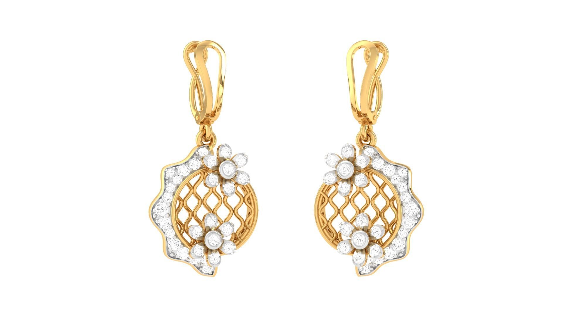 Women Drop Earrings 3dm STL OBJ FBX Renders Details 3D print model_1