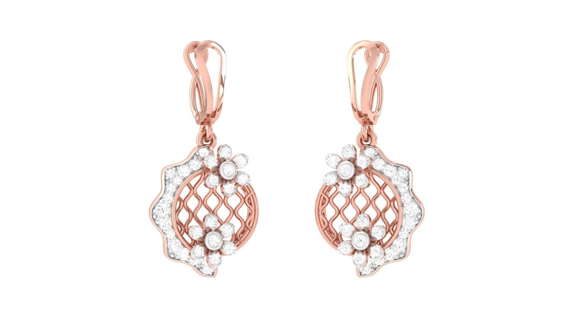 Women Drop Earrings 3dm STL OBJ FBX Renders Details 3D print model_2