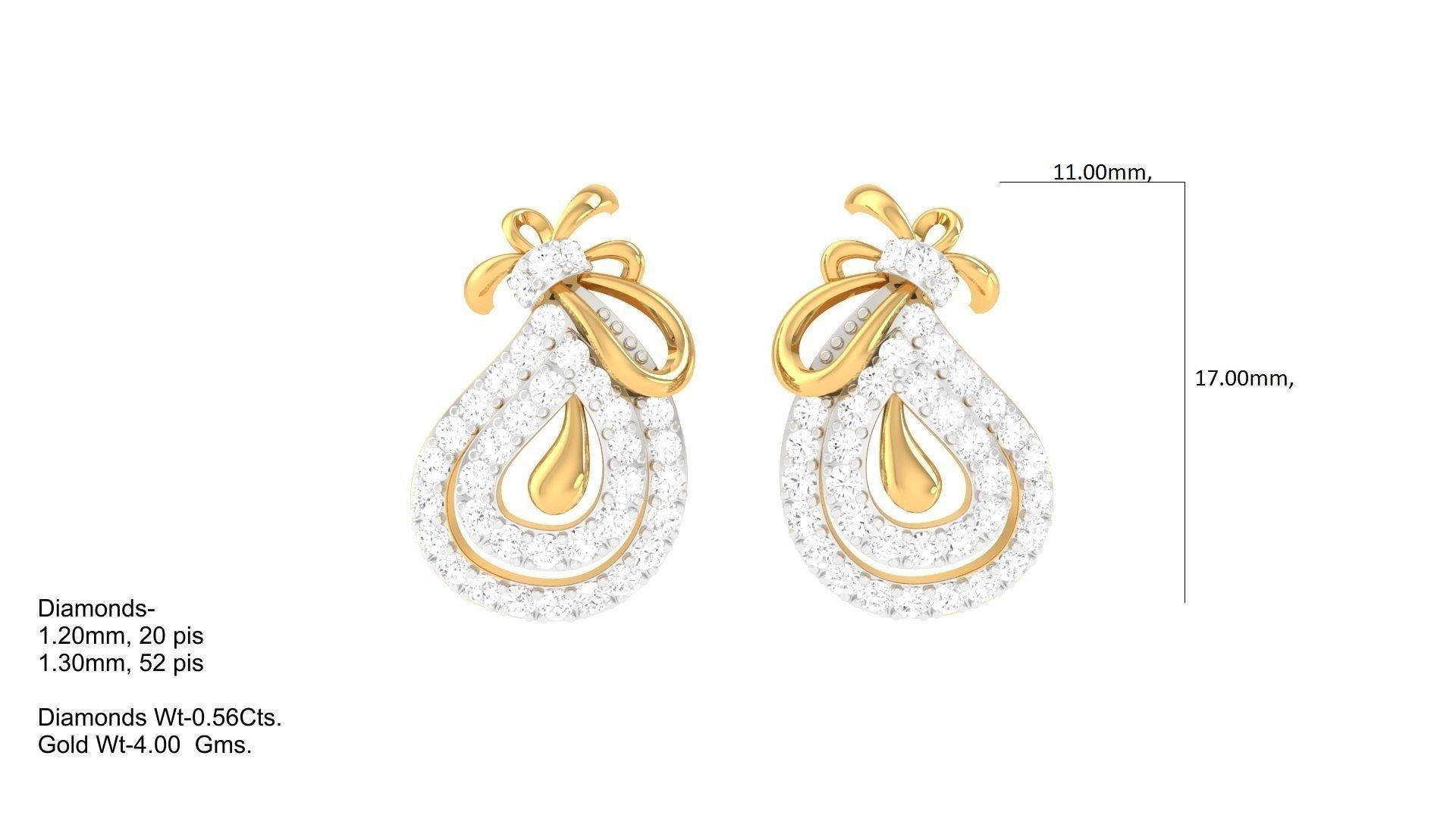 Women Drop Earrings 3dm STL OBJ FBX Renders Details 3D print model_4