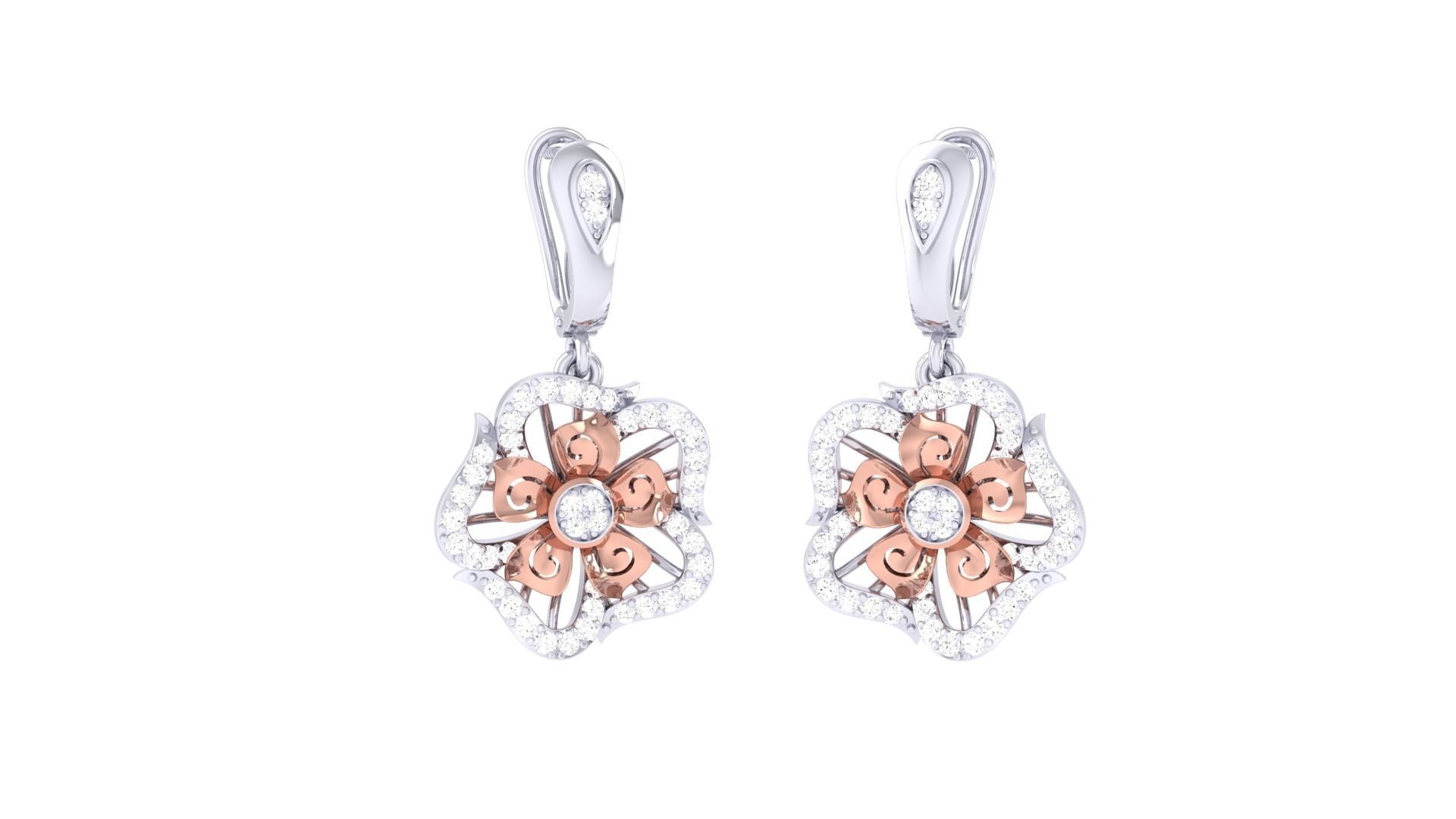 Women Drop Earrings 3dm STL OBJ FBX Renders Details 3D print model_3